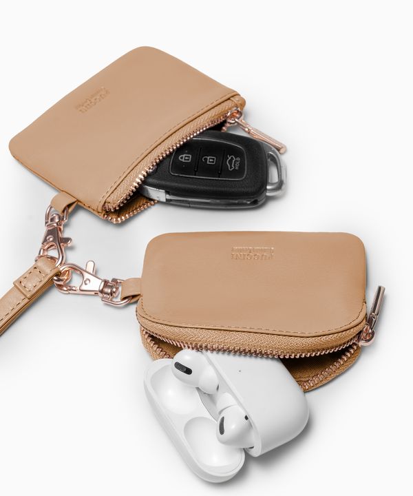 Brelok z saszetkami ze skóry naturalnej brązowy