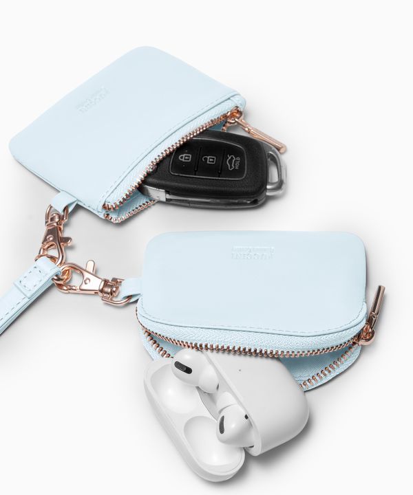 Brelok z saszetkami ze skóry naturalnej niebieski