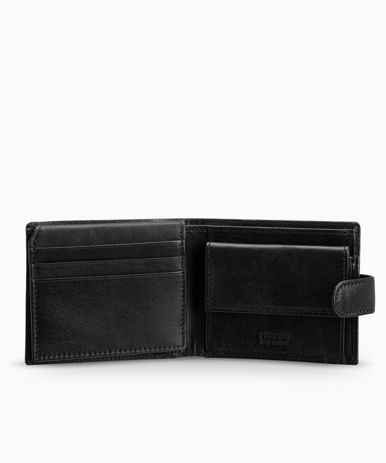 Czarny portfel męski skórzany zamykany na zatrzask