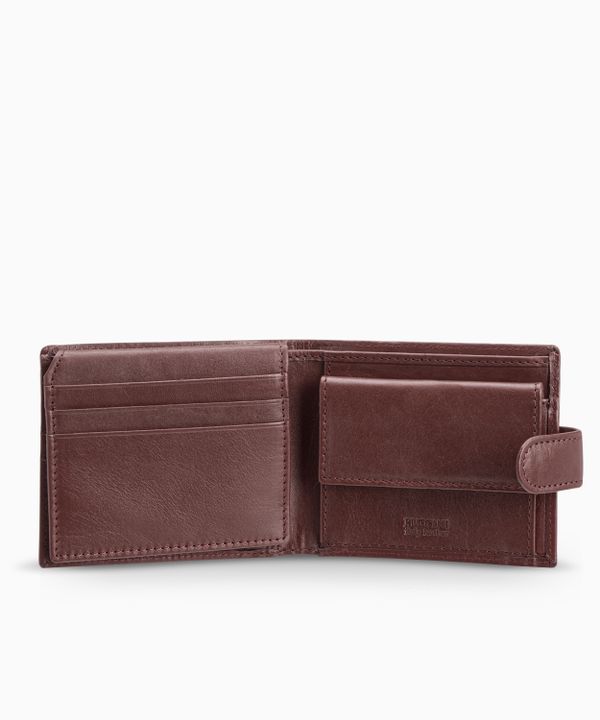 Portfel męski brązowy skórzany zamykany na zatrzask