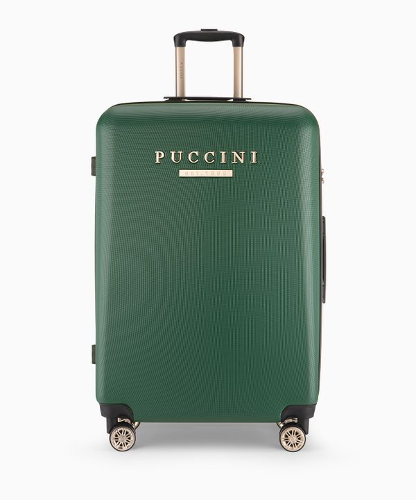 Duża walizka z ABS-u na kółkach butelkowa zieleń