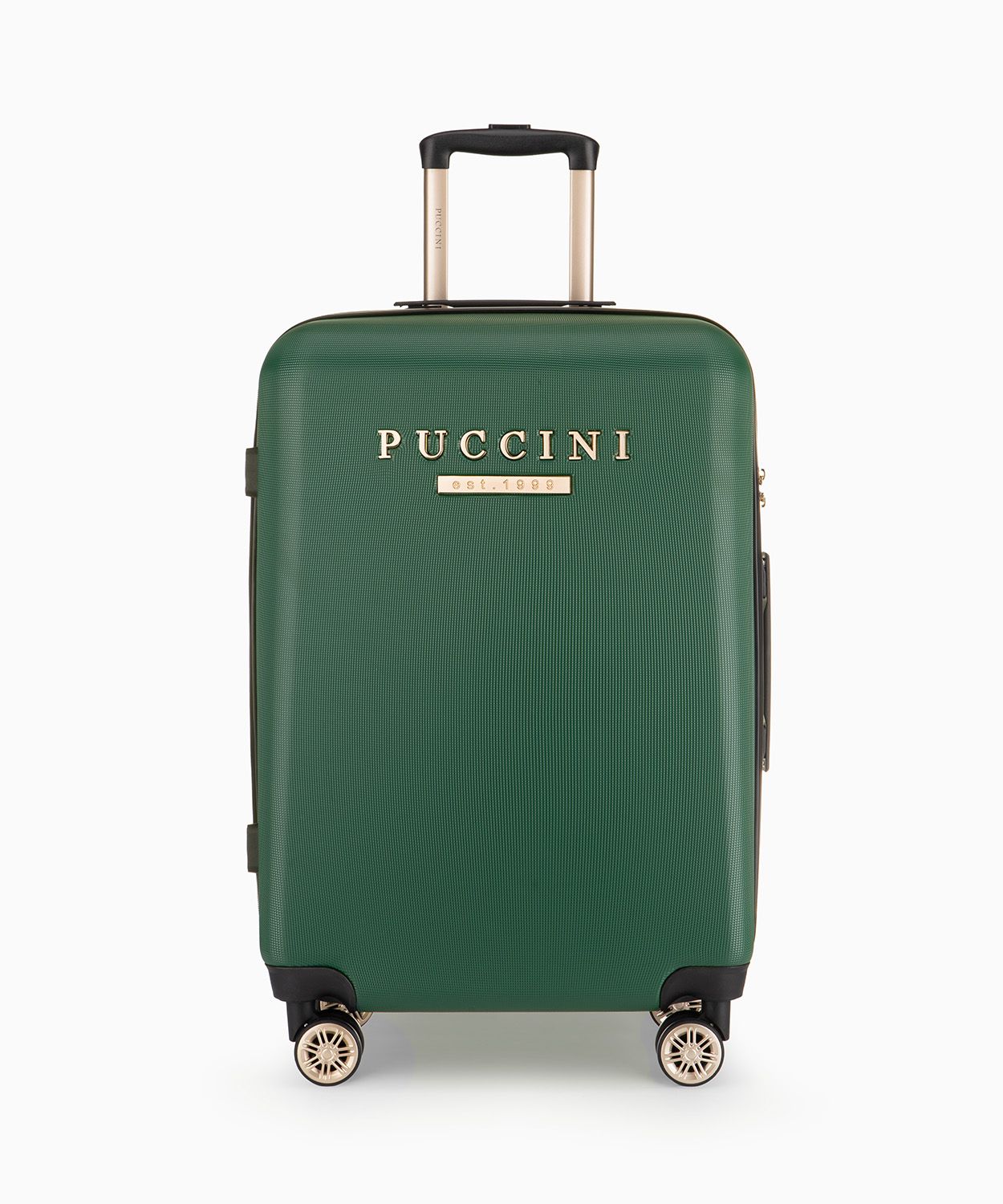 Średnia walizka na kółkach butelkowa zieleń 