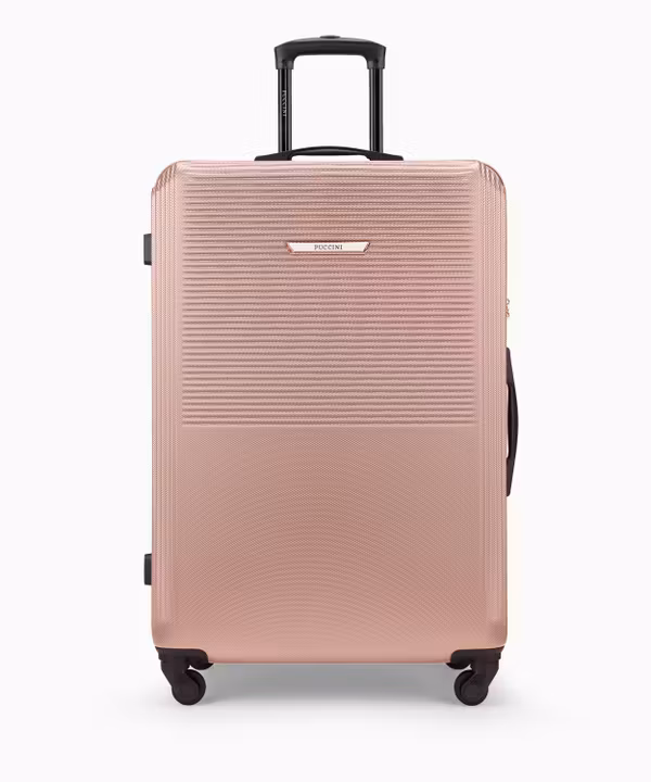Duża walizka na kółkach z ABS rose gold