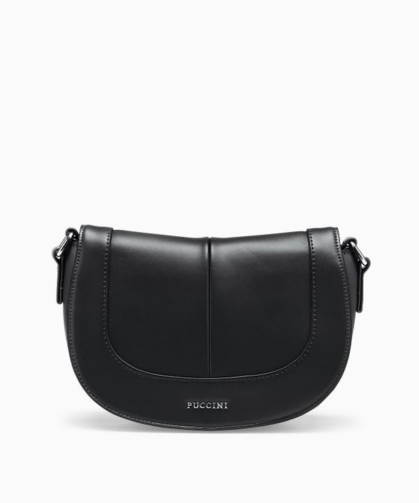 Mała torebka damska z materiałowym paskiem czarna