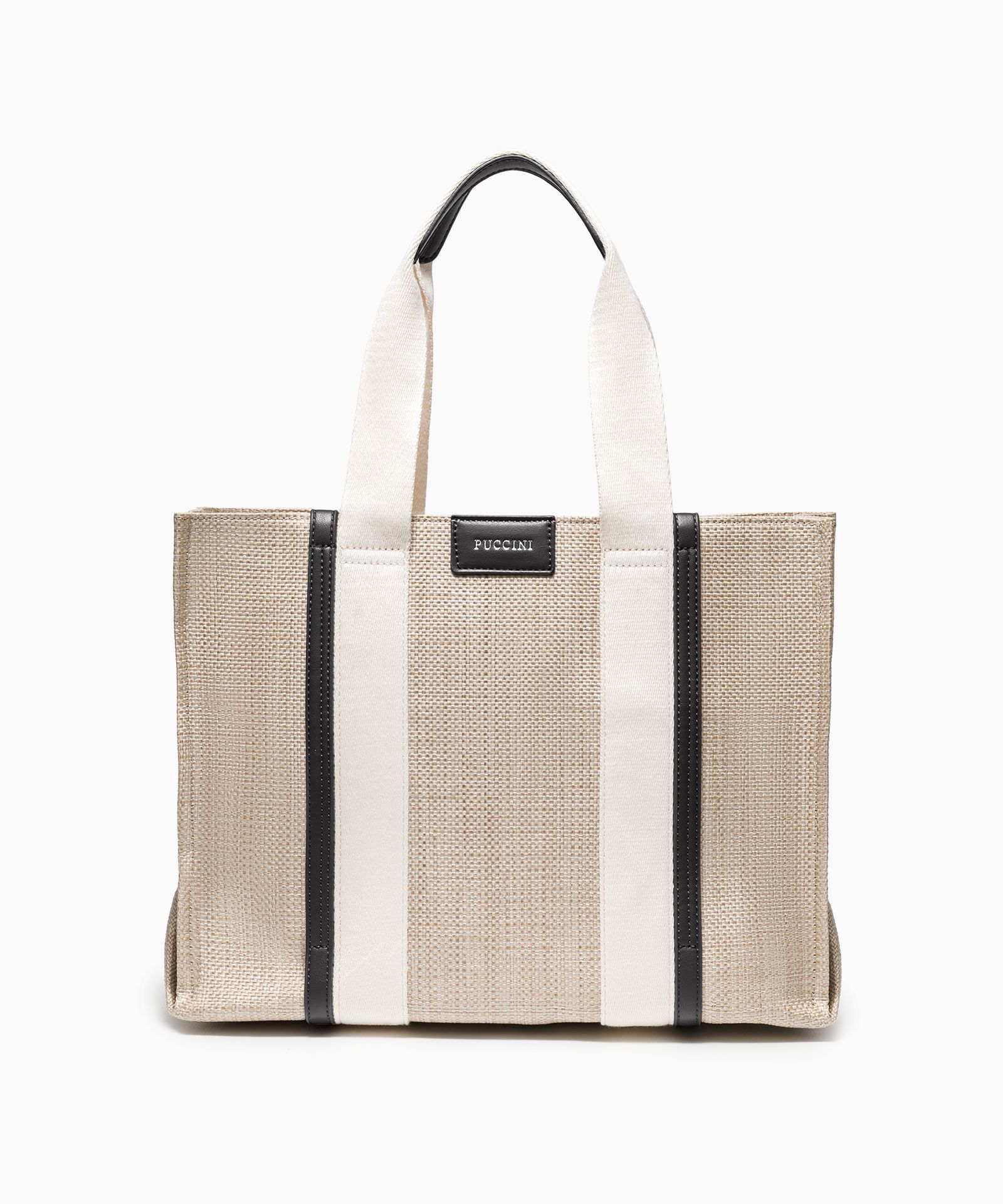 Torebka damska typu tote bag z czarnymi elementami