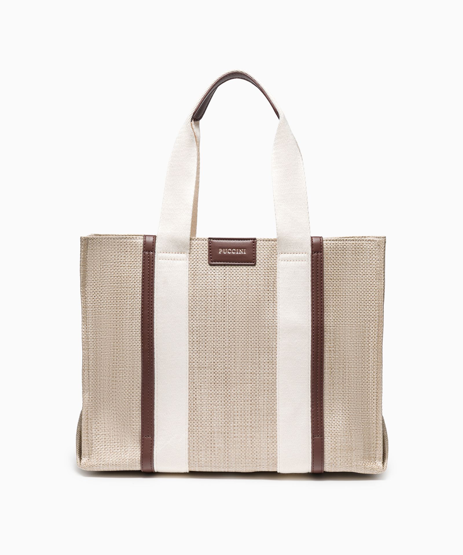 Torebka damska typu tote bag z brązowymi elementami