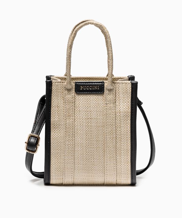 Torebka damska pleciona mała z czarnymi elementami