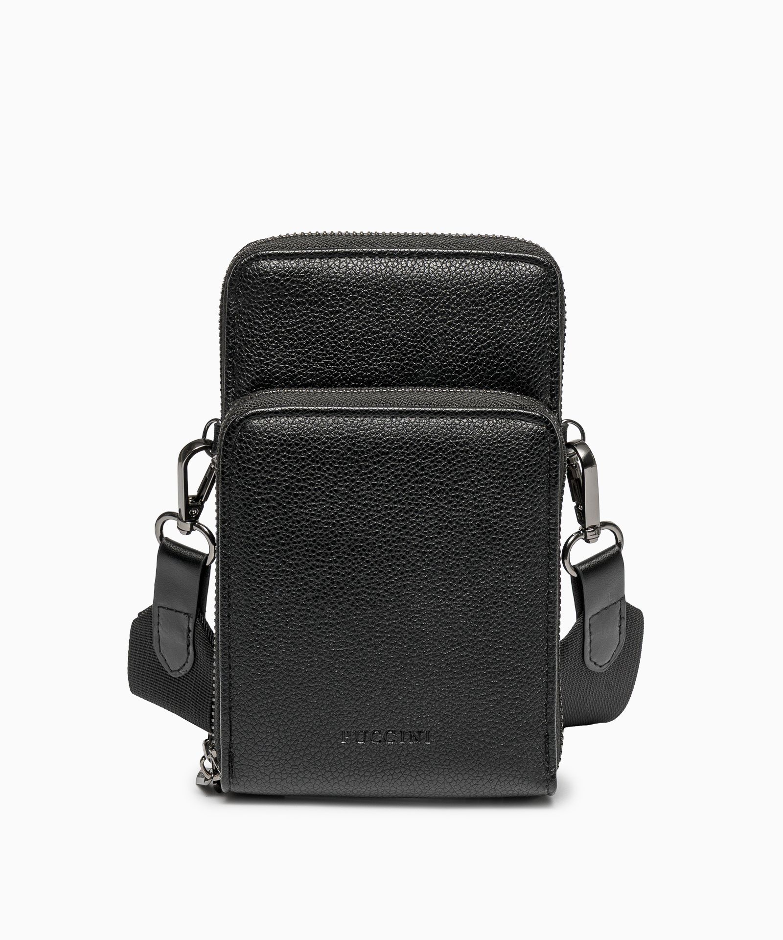 Torebka na telefon na szerokim pasku czarna