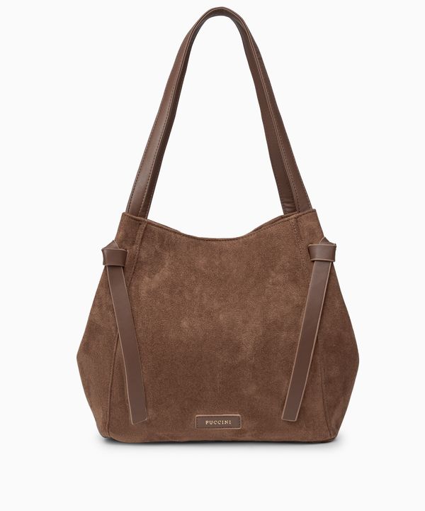 Torebka shopper z ekologicznego zamszu brązowa