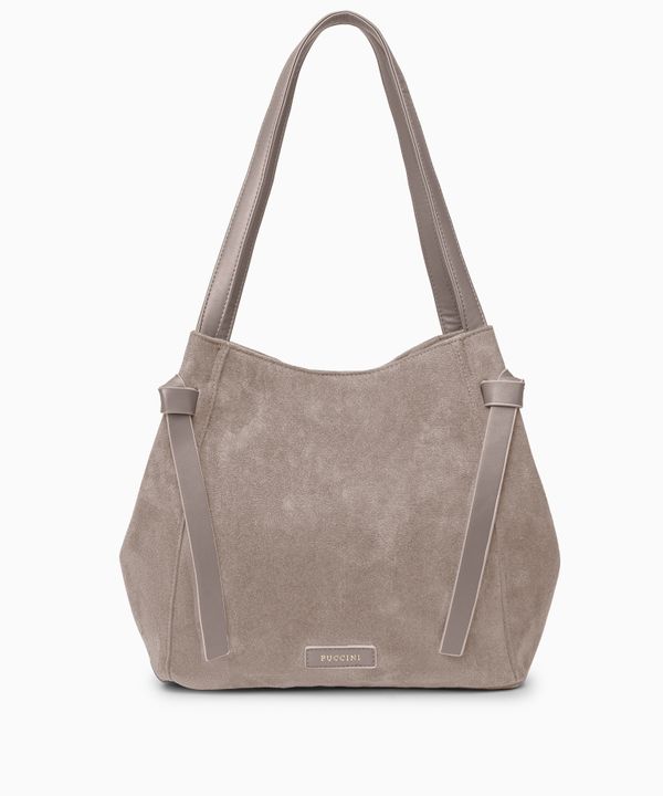 Torebka shopper z ekologicznego zamszu beżowa