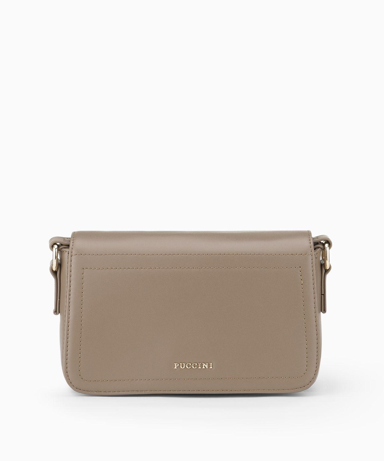 Torebka damska listonoszka z regulowanym materiałowym paskiem beżowa