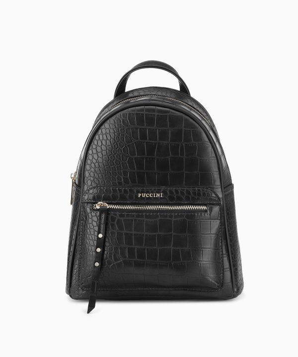 Plecak damski ze skóry ekologicznej o fakturze crocco czarny