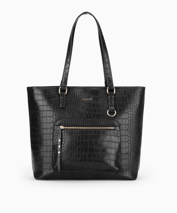 Torebka damska shopperka crocco ze skóry ekologicznej czarna