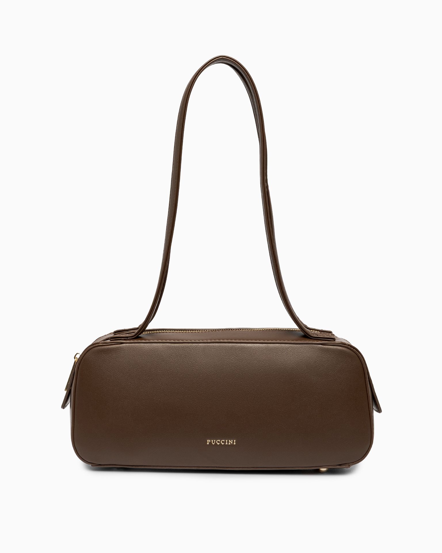 Torebka damska bagietka ze skóry ekologicznej brązowa