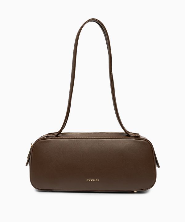 Torebka damska bagietka ze skóry ekologicznej brązowa