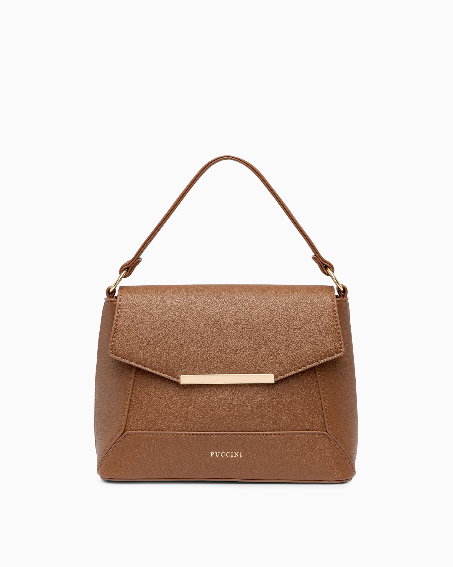 Torebka damska średniej wielkości ze skóry ekologicznej jasnobrązowa