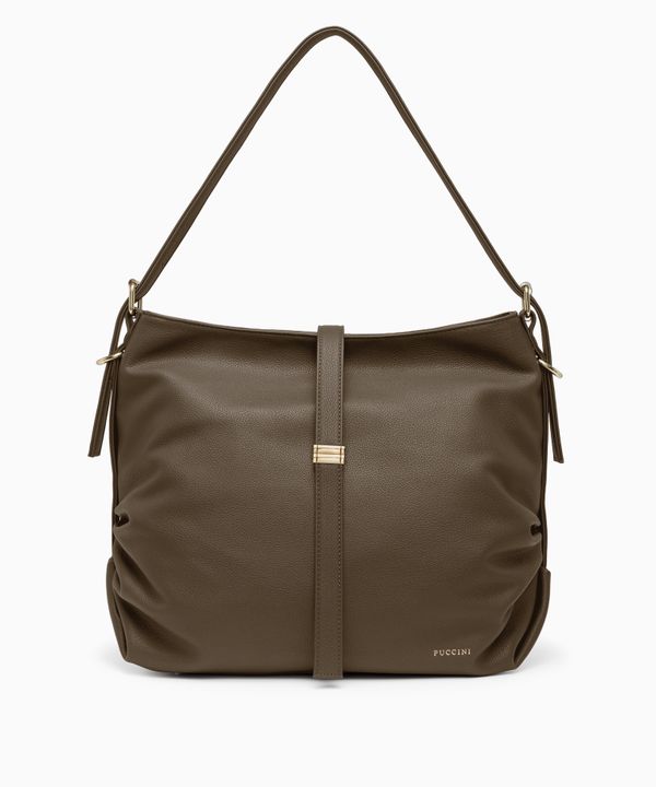 Torebka damska na ramię duża ze skóry ekologicznej brązowa