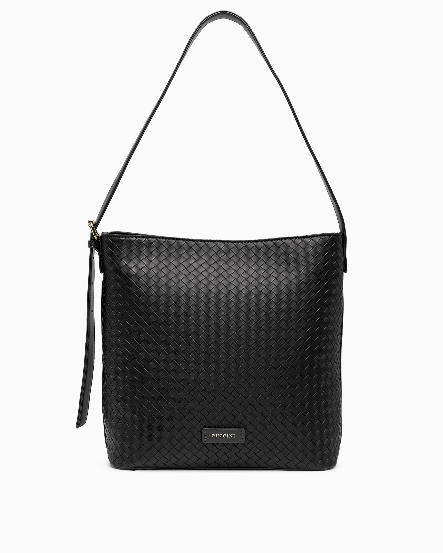 Torebka damska na ramię pleciona ze skóry ekologicznej czarna