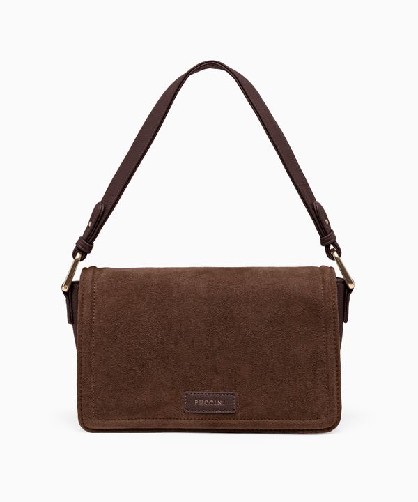 Torebka damska crossbody z ekologicznego zamszu brązowa