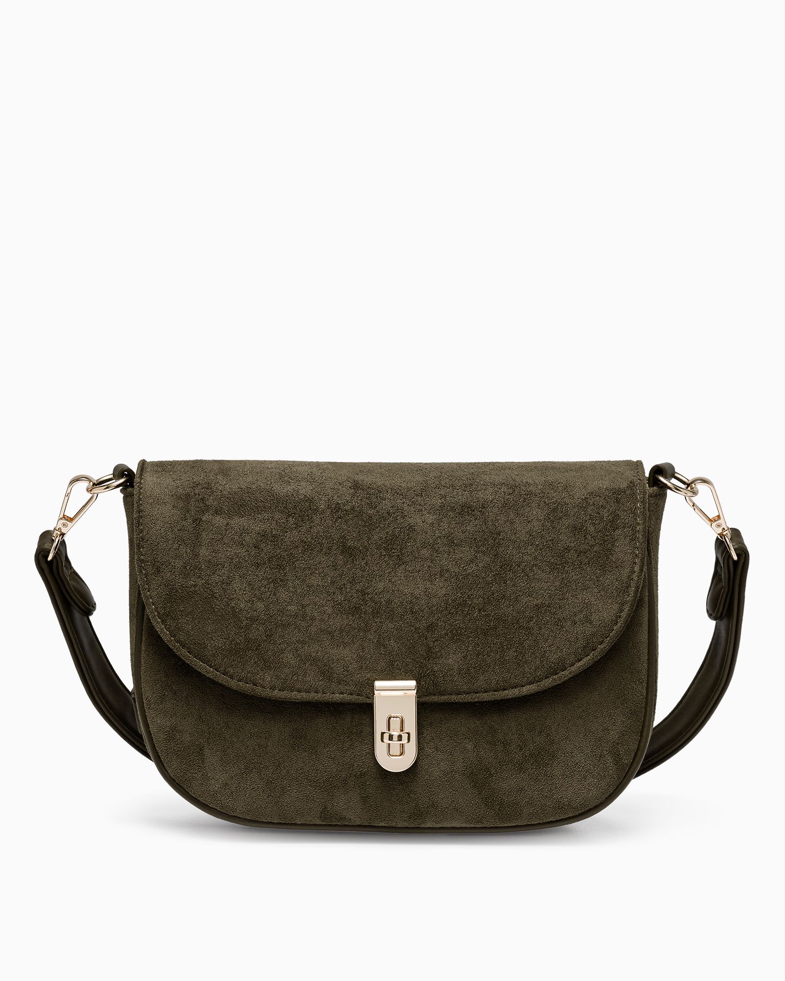 Torebka damska listonoszka z ekologicznego zamszu zielona