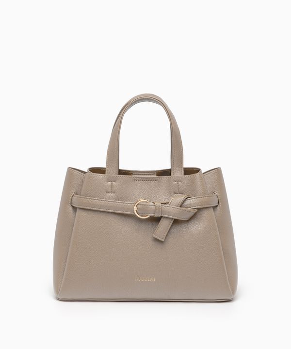 Torebka damska kuferek mała ze skóry ekologicznej beżowa