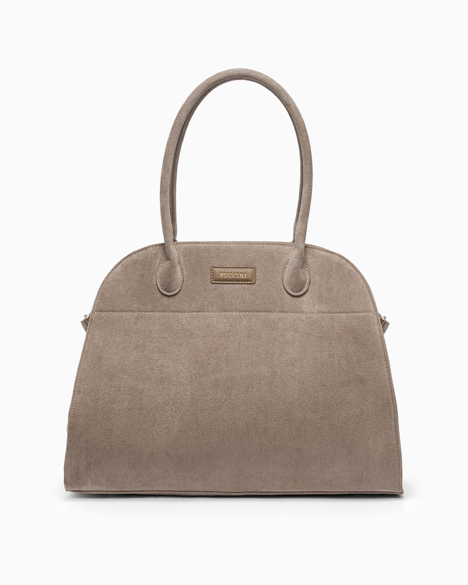 Torebka damska duża na ramię z zamszu ekologicznego beżowa