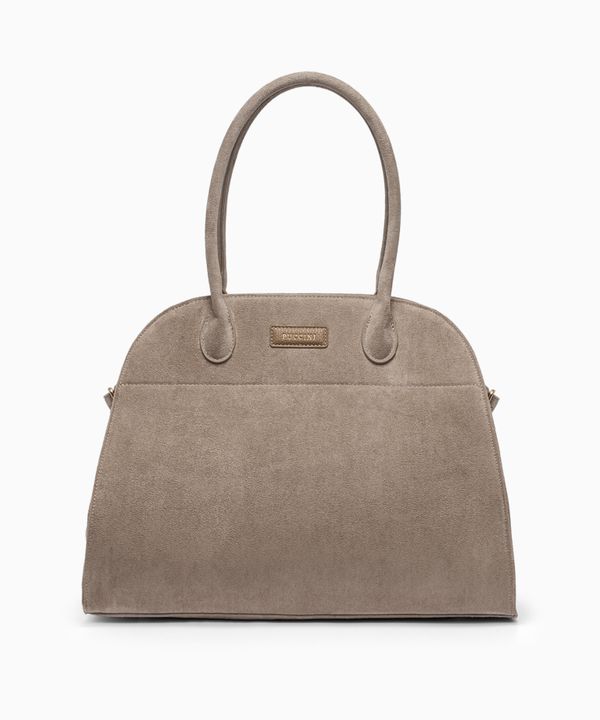 Torebka damska duża na ramię z zamszu ekologicznego beżowa