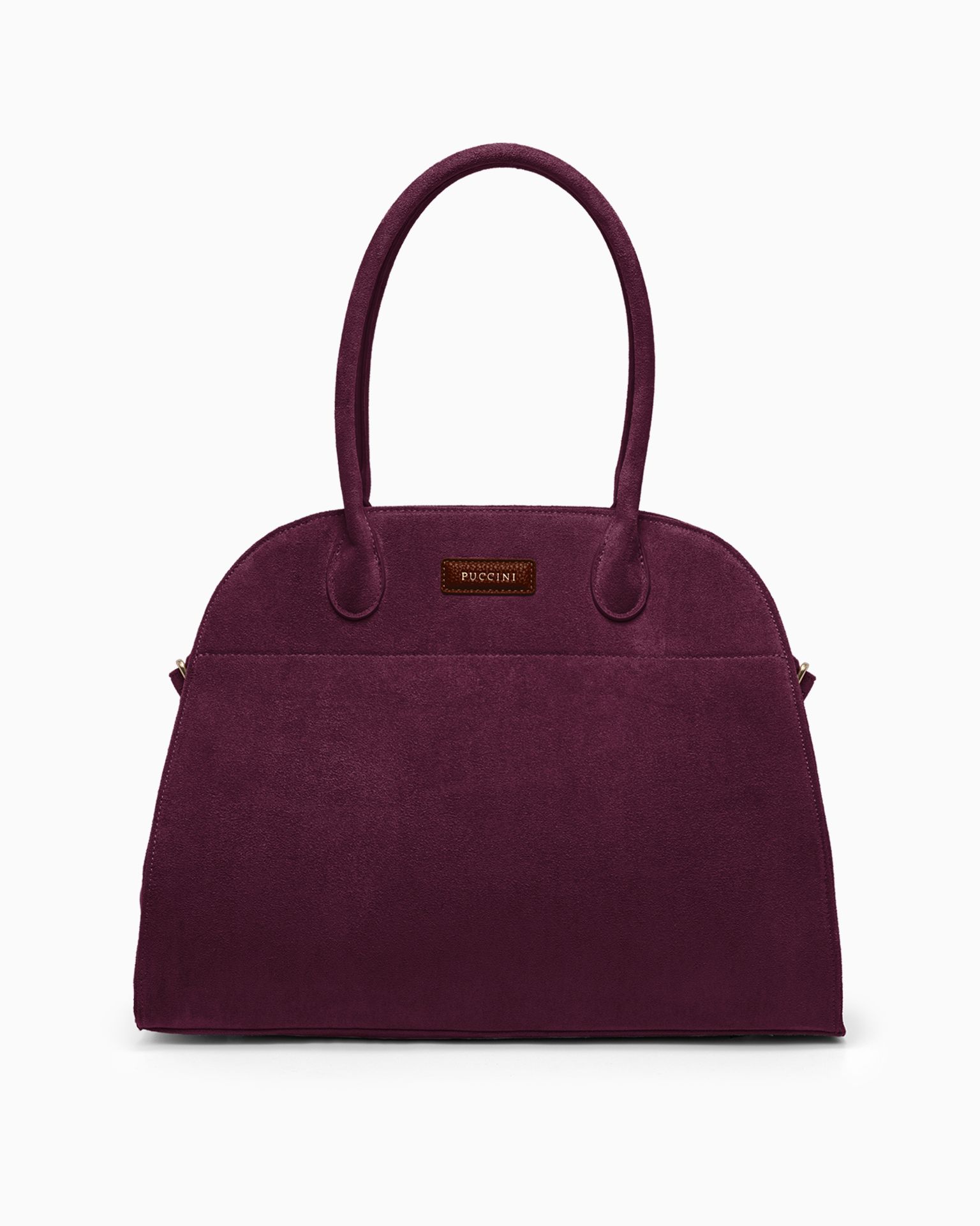 Torebka damska duża na ramię z zamszu ekologicznego bordowa