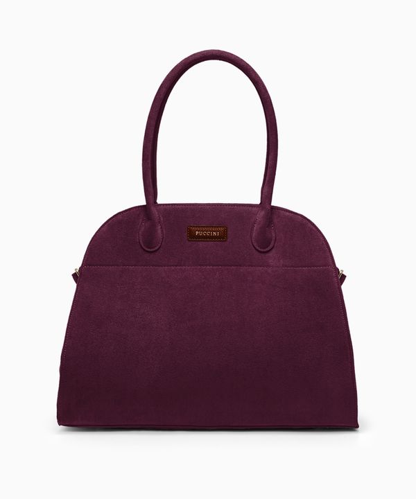 Torebka damska duża na ramię z zamszu ekologicznego bordowa