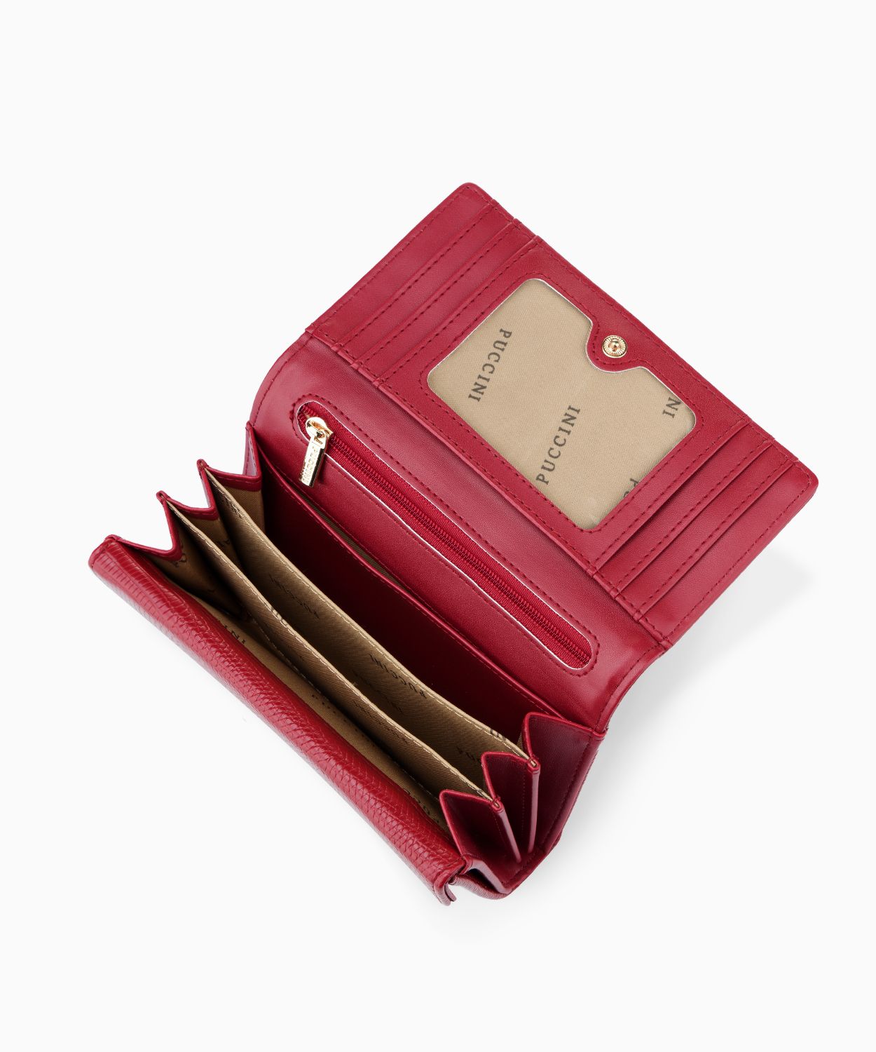 Portfel damski ze skóry ekologicznej o fakturze lizard czerwony