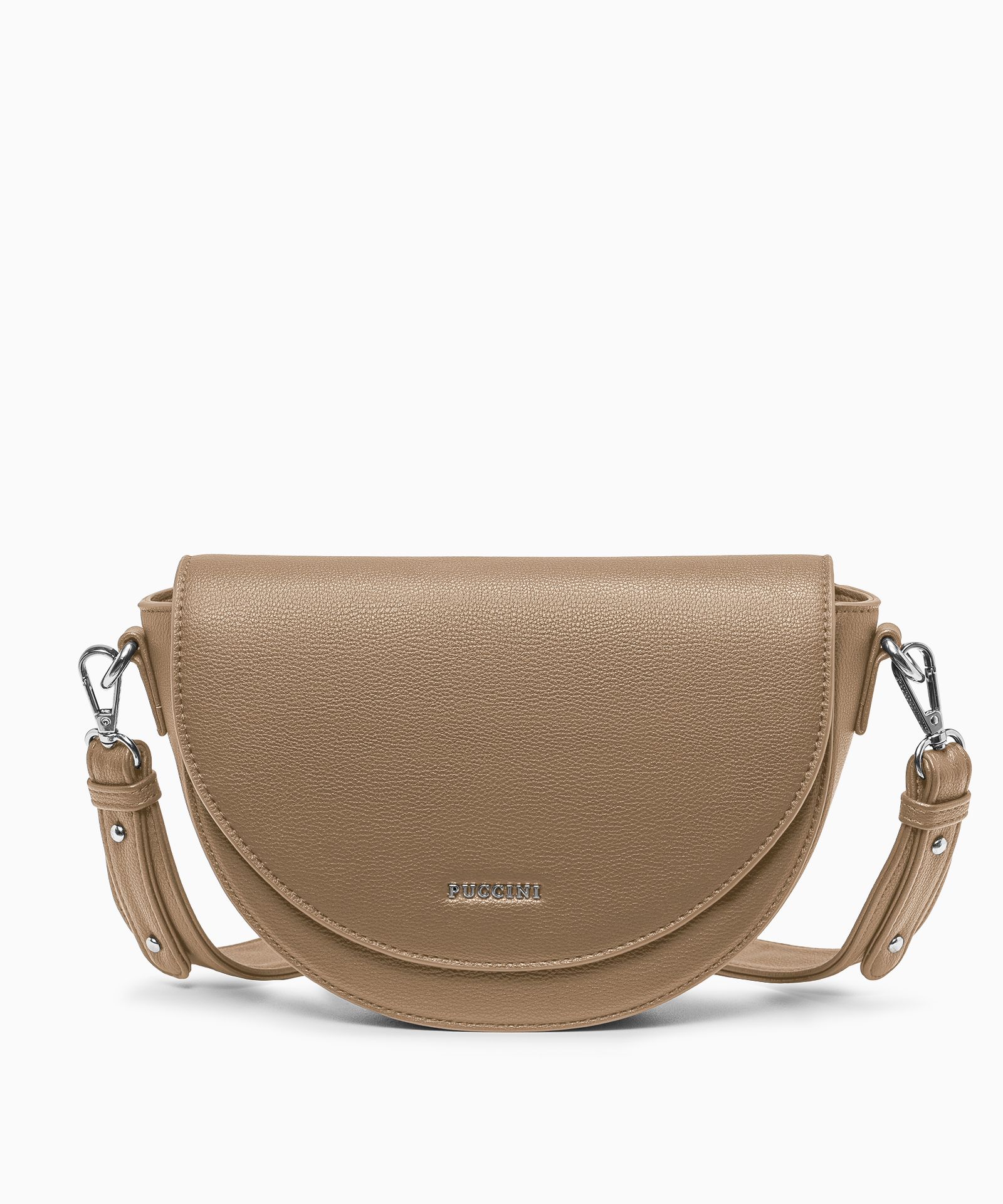 Torebka półksiężyc na szerokim pasku brązowa