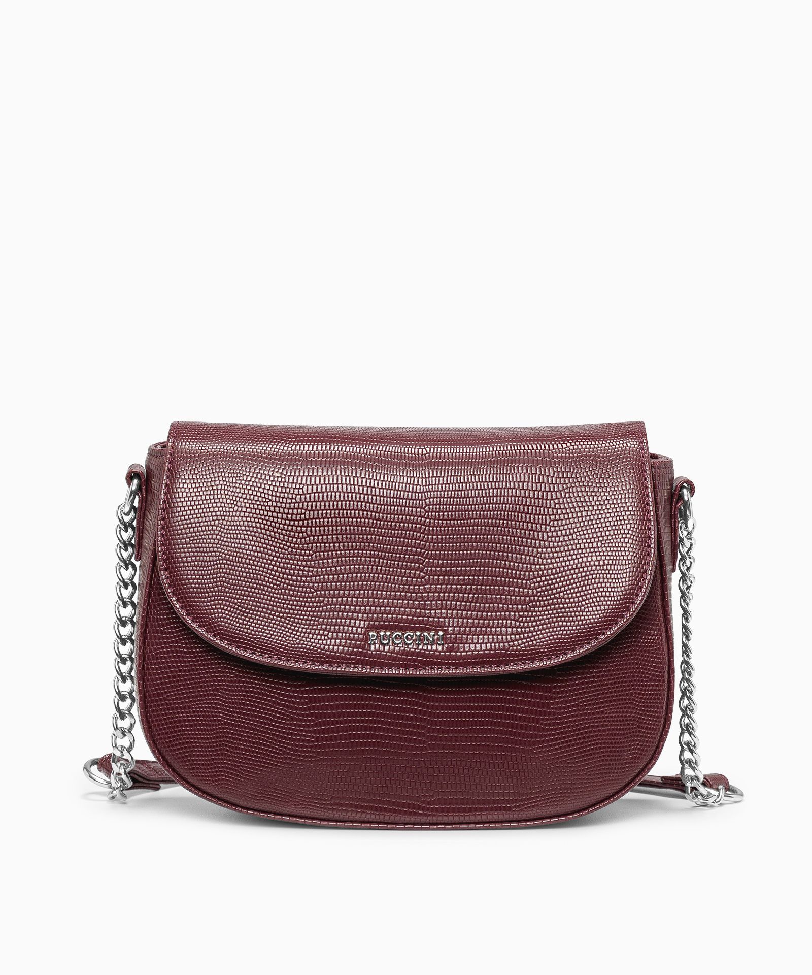 Torebka crossbody ze skóry ekologicznej w princie lizard bordowa