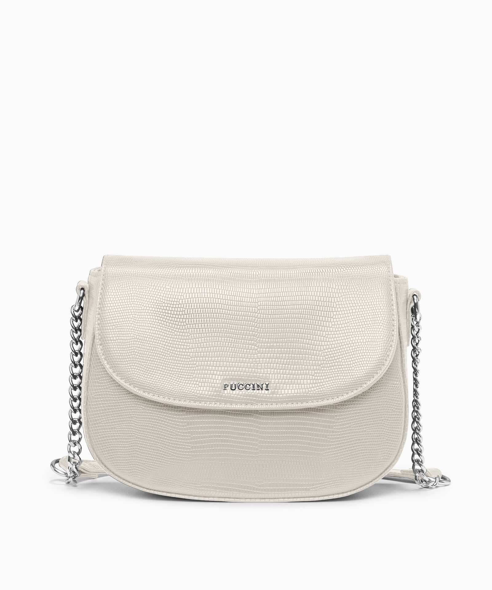 Torebka crossbody ze skóry ekologicznej w princie lizard beżowa