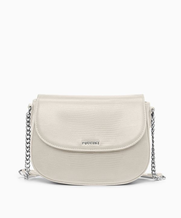 Torebka crossbody ze skóry ekologicznej w princie lizard beżowa