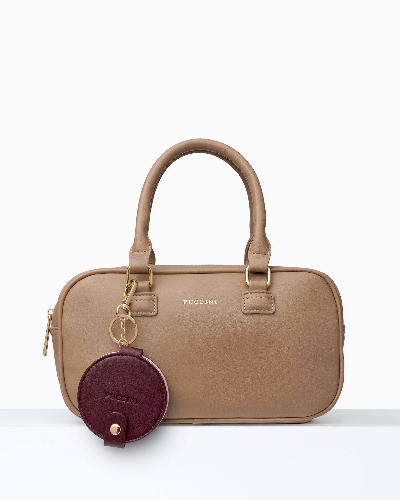 Charms do torebki z lusterkiem burgundowy