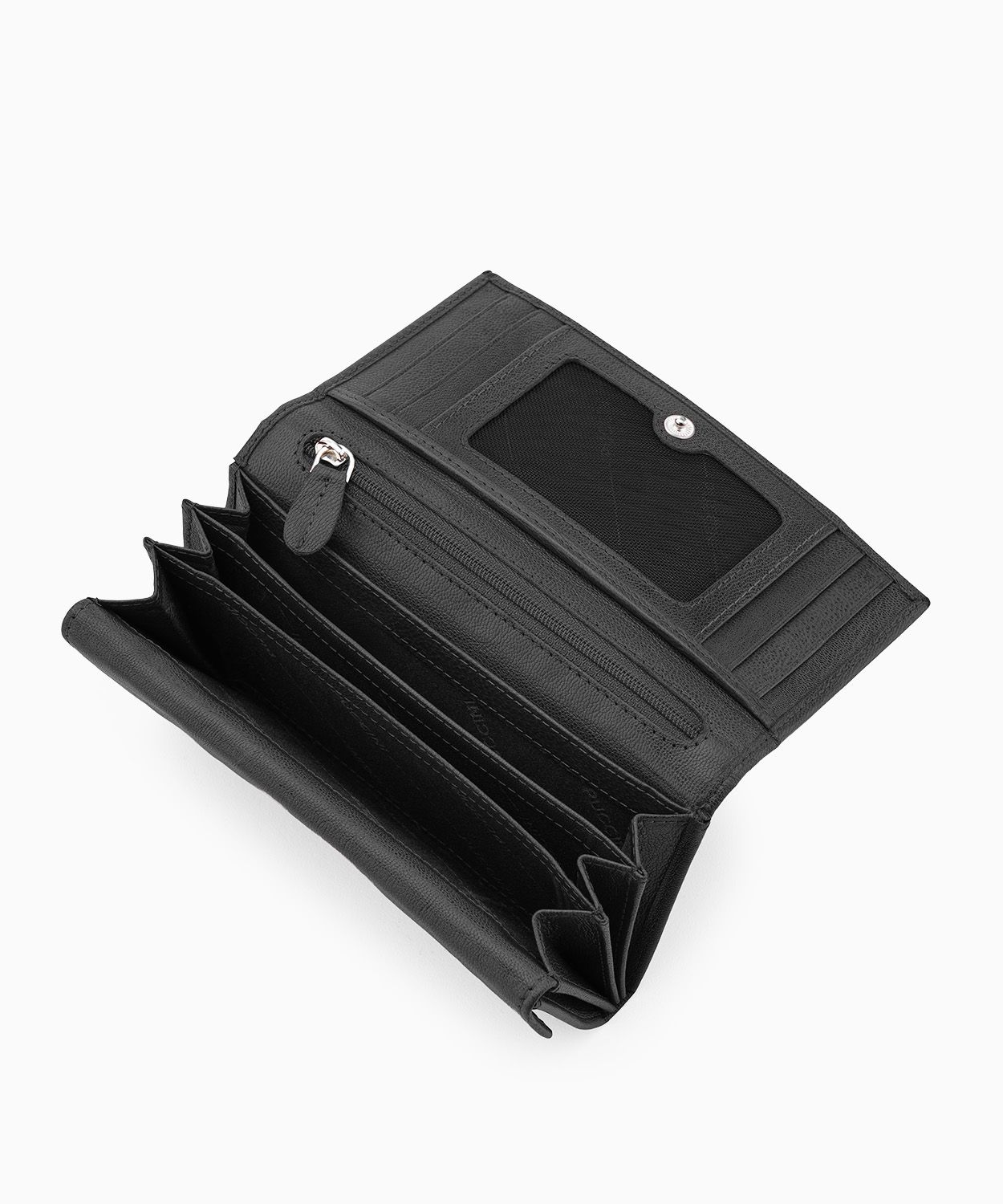 Czarny portfel damski ze skóry naturalnej