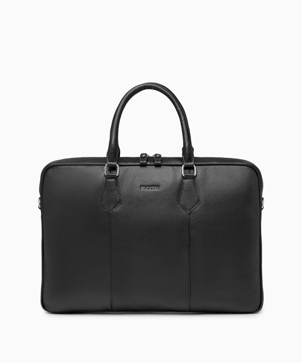 Torba na laptopa 17 cali skórzana duża czarna