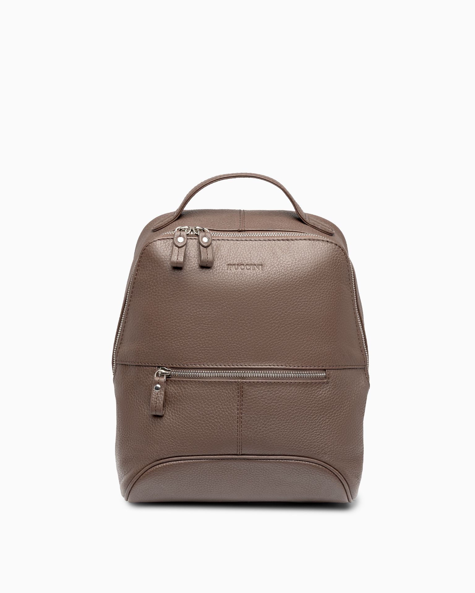 Skórzany plecak damski o fakturze groszkowanej brązowy