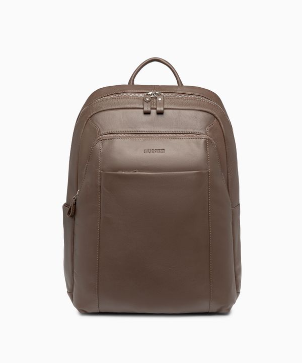 Skórzany plecak męski czarny z kieszenią na laptopa 15,6 cala brązowy