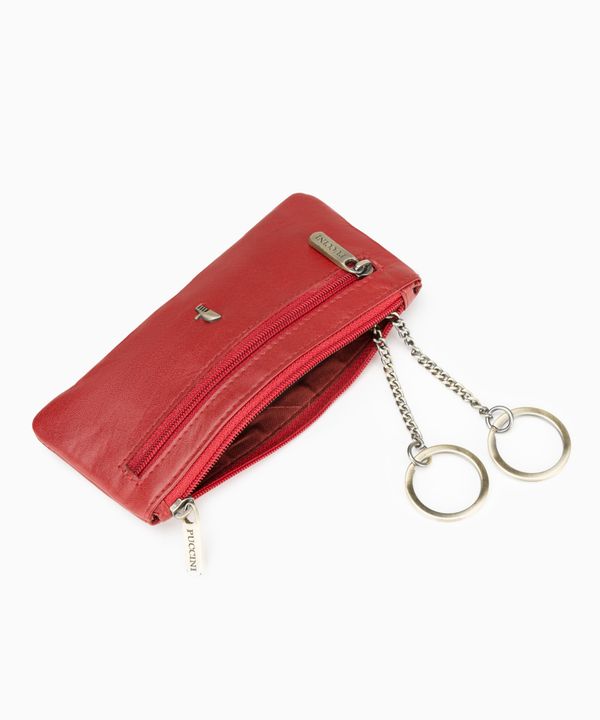 Czerwone skórzane etui na klucze