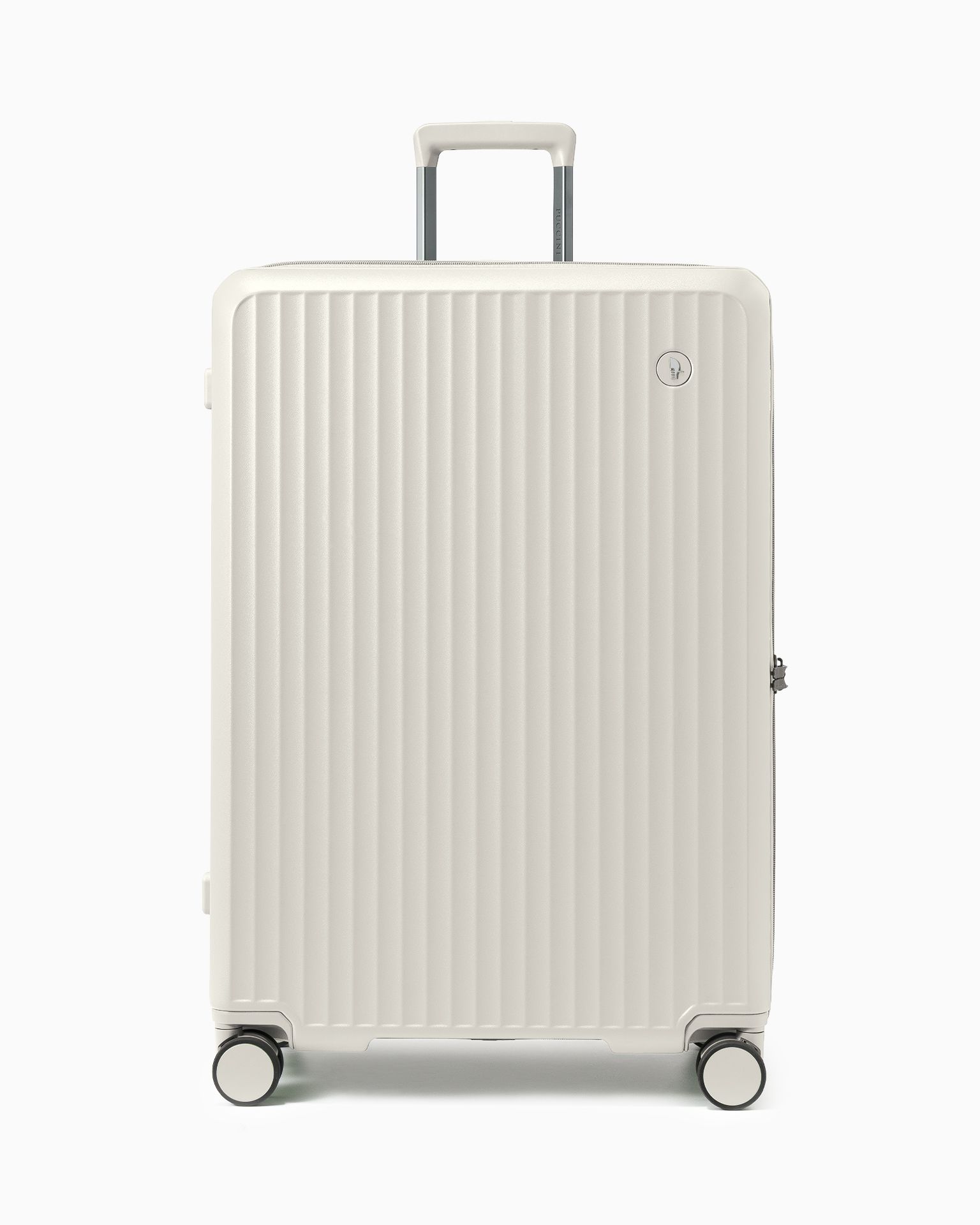 Walizka duża z poliwęglanu na czterech kołach beżowa