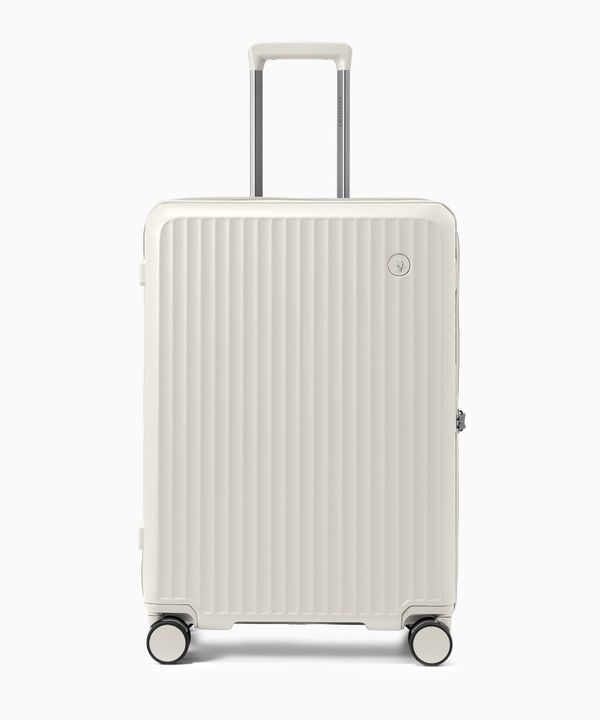 Walizka średnia z poliwęglanu na czterech kołach beżowa