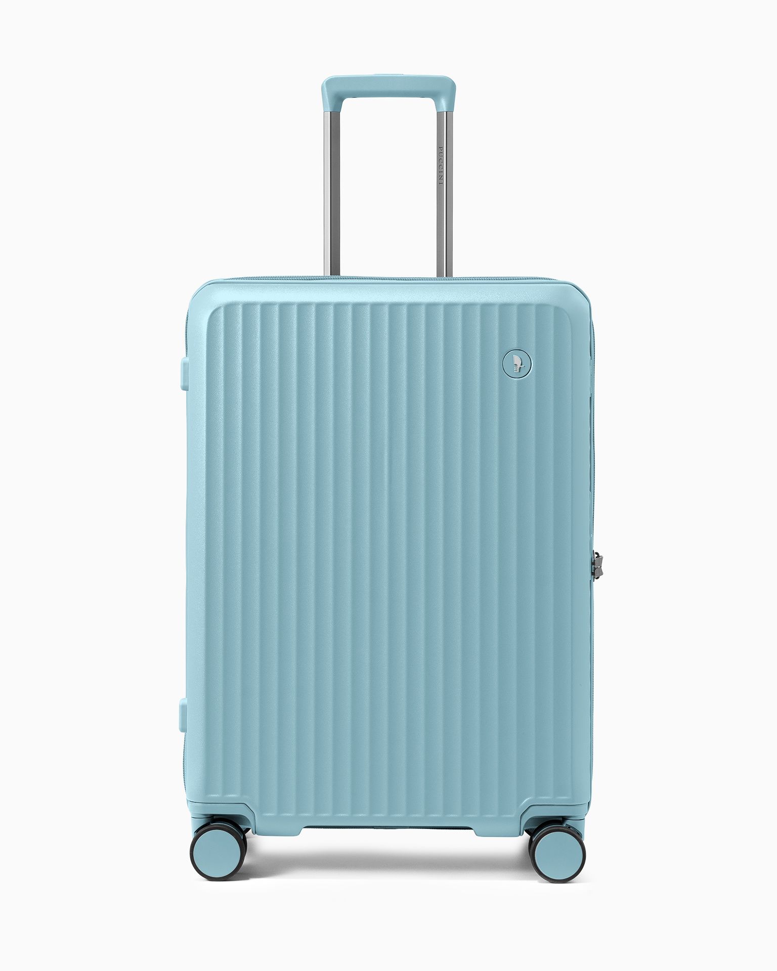 Walizka średnia z poliwęglanu na czterech kołach niebieska