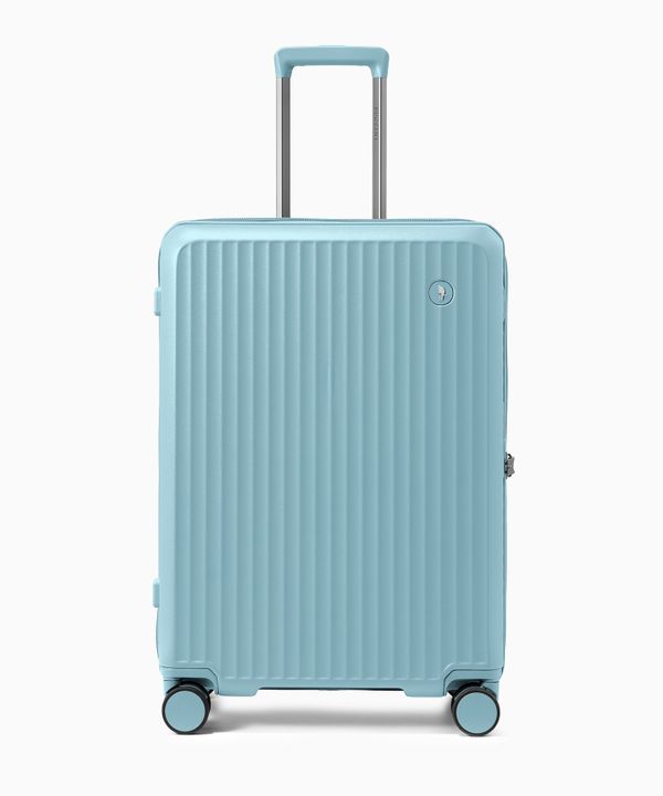 Walizka średnia z poliwęglanu na czterech kołach niebieska