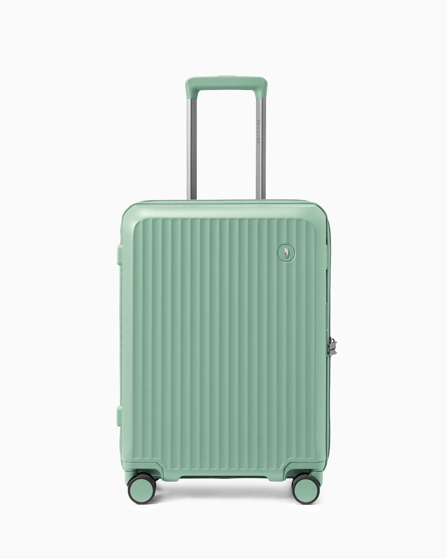 Walizka kabinowa z poliwęglanu na czterech kołach zielona