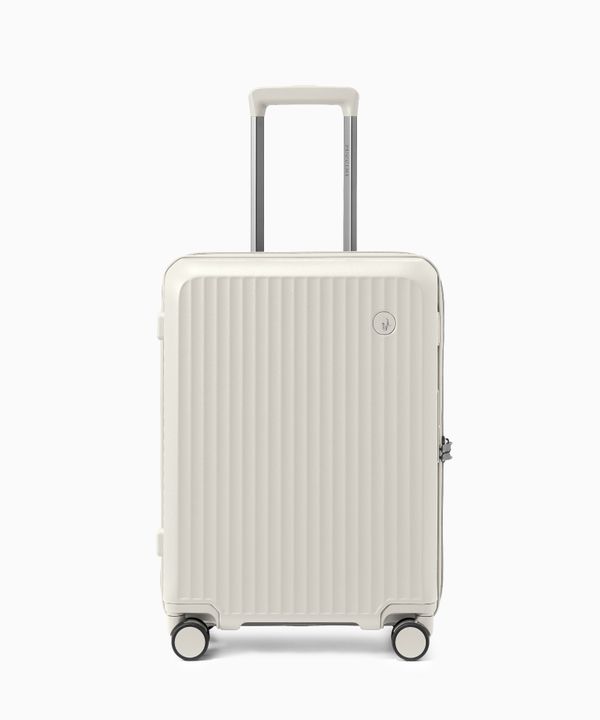 Walizka kabinowa z poliwęglanu na czterech kołach beżowa