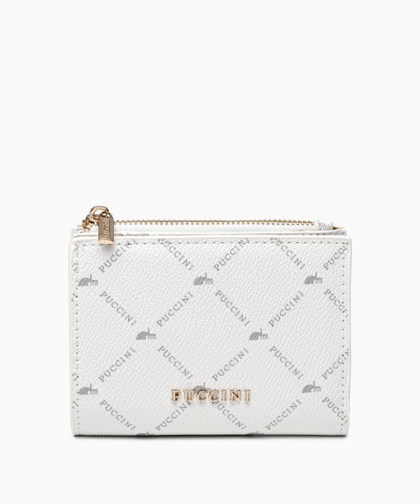 Portfel damski mały monogram biały