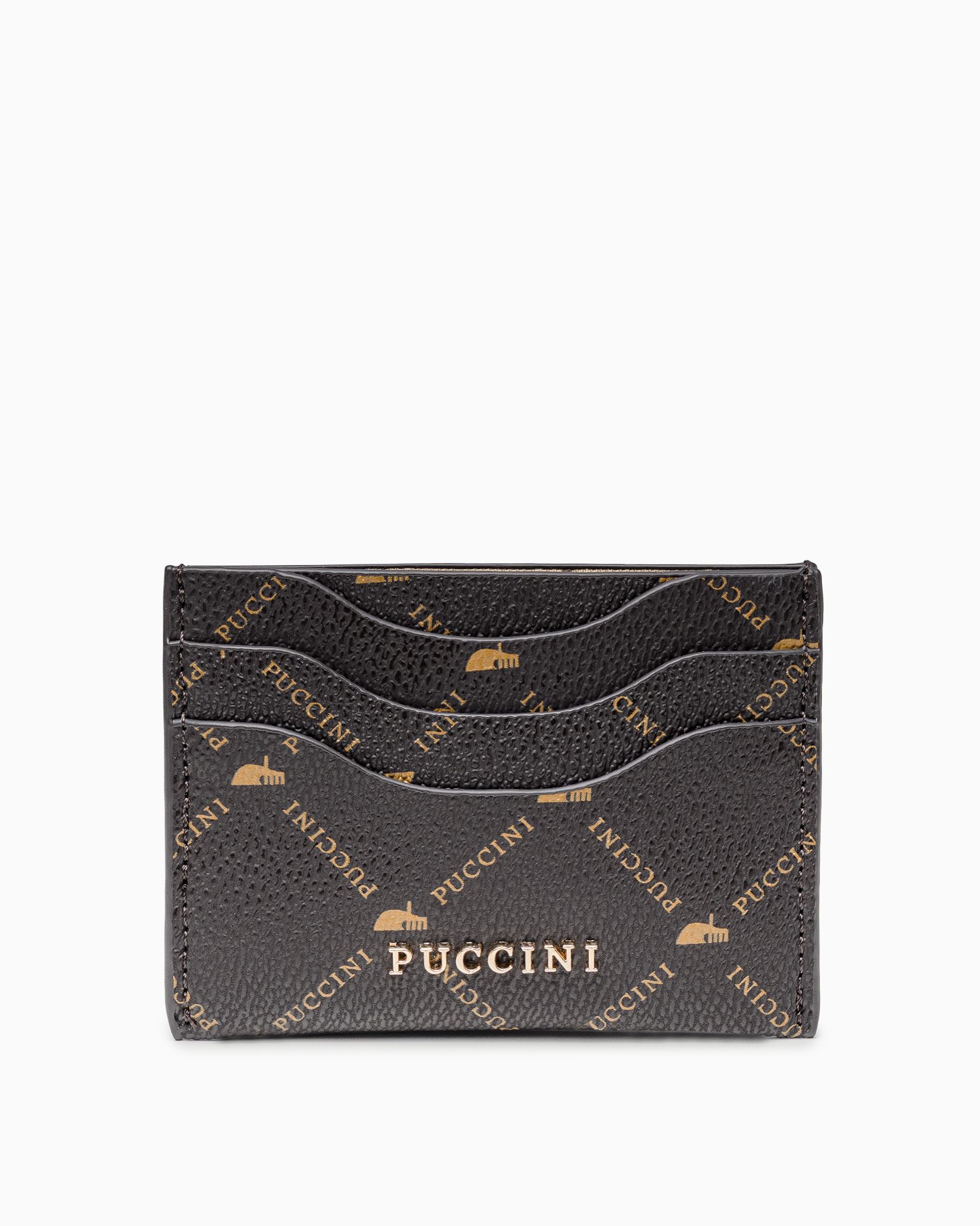 Etui na karty monogram brązowy