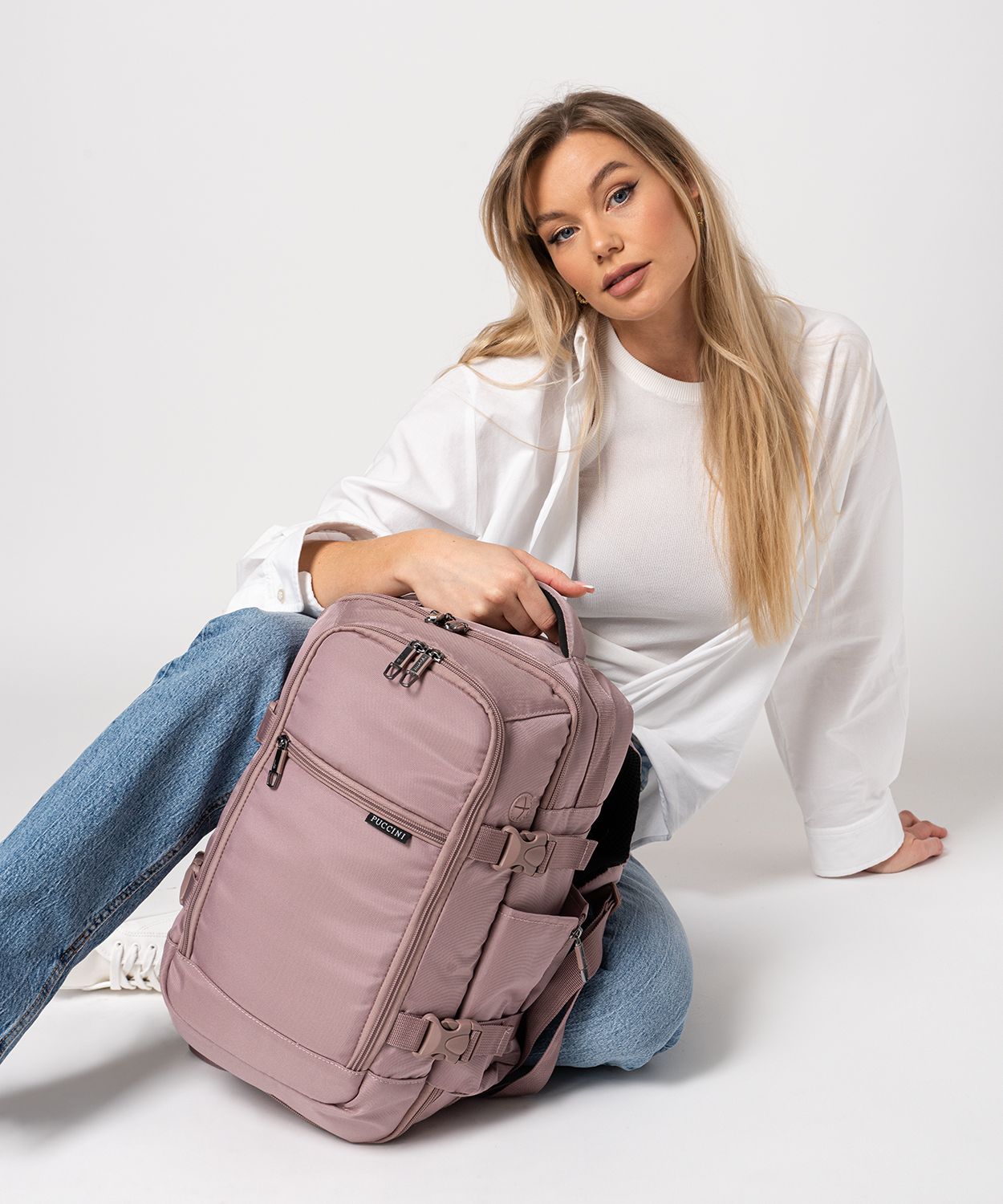 Plecak do samolotu wielofunkcyjny różowy damski