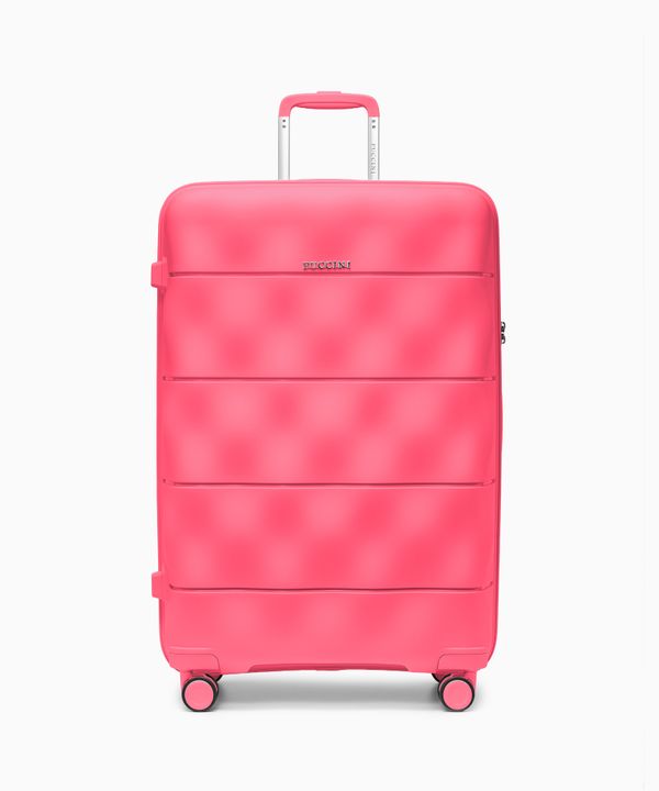 Walizka duża z lekkiego polipropylenu różowa-koralowa